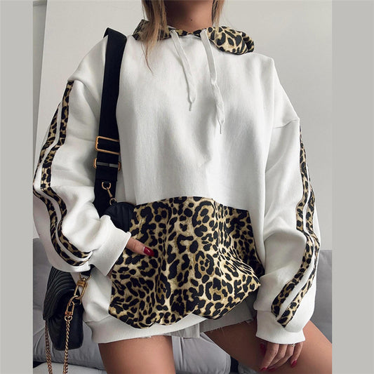 Commuter Hooded Leopard Print Multicolor Hoodie Women