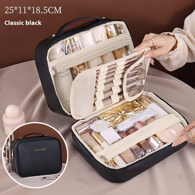 Three-in-one Multifunctional Partition Storage PU Cosmetic Bag